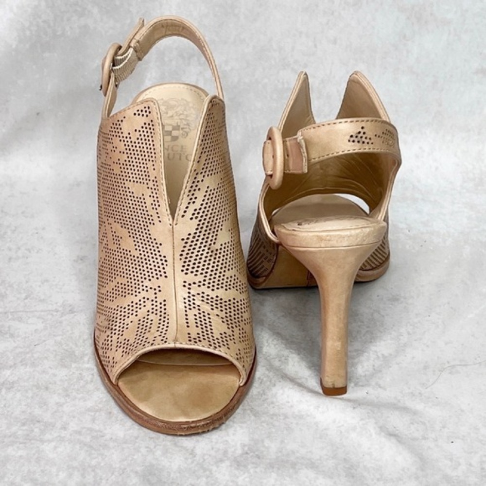 Vince Camuto Nattey2 Perforated Leather Sandals Slingback Heels Size 7.5 - Picture 2 of 10